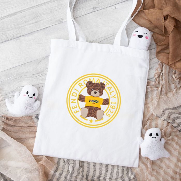 Fendi Circle Roma Teddy Bear Cotton Canvas Tote Bag TTB1269
