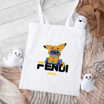 Fendi Roma Stitch Pikachu Cotton Canvas Tote Bag TTB1271