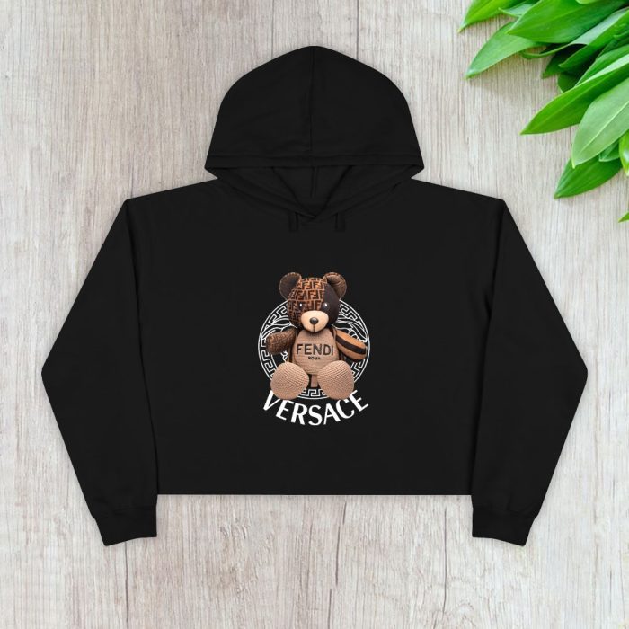 Fendi Versace Circle Teddy Bear Crop Pullover Hoodie For Lady CPH1270