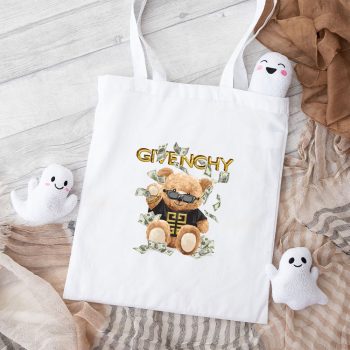 Givenchy Gold Logo Luxury Teddy Bear Cotton Canvas Tote Bag TTB1301