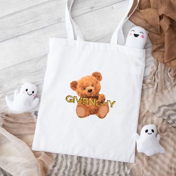 Givenchy Gold Logo Luxury Teddy Bear Cotton Canvas Tote Bag TTB1302