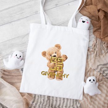 Givenchy Gold Logo Luxury Teddy Bear Cotton Canvas Tote Bag TTB1303