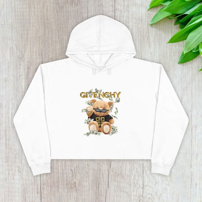 Givenchy Gold Logo Luxury Teddy Bear Crop Pullover Hoodie For Lady CPH1301