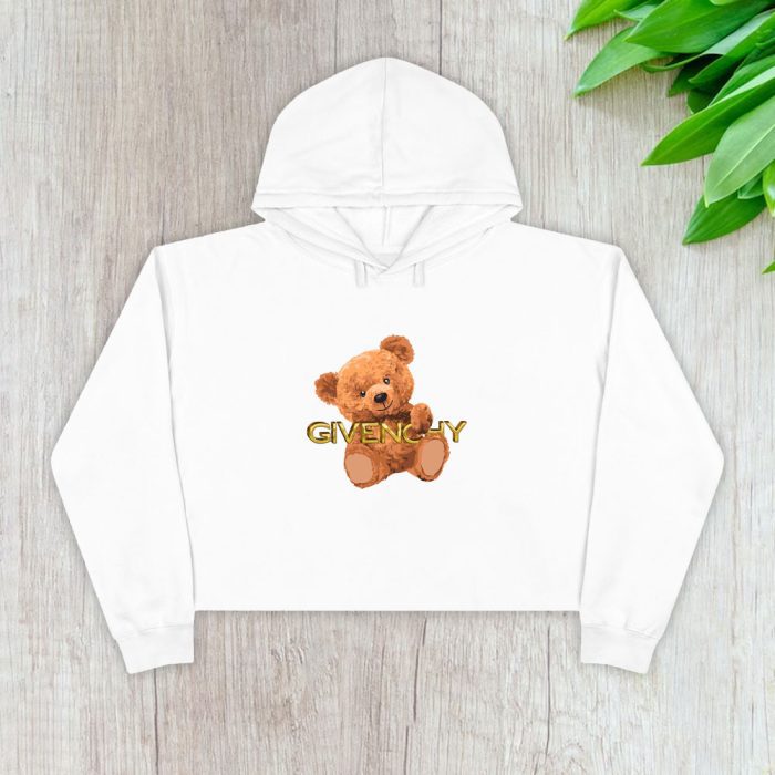 Givenchy Gold Logo Luxury Teddy Bear Crop Pullover Hoodie For Lady CPH1302
