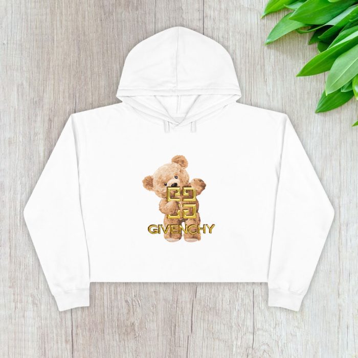Givenchy Gold Logo Luxury Teddy Bear Crop Pullover Hoodie For Lady CPH1303