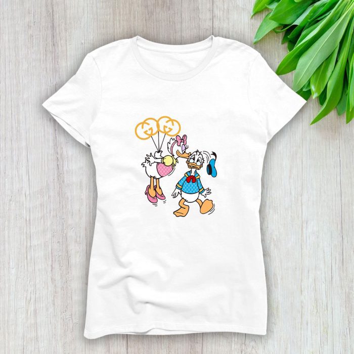 Gucci Donald Duck And Daisy Duck Lady T-Shirt Luxury Tee For Women LDS1381