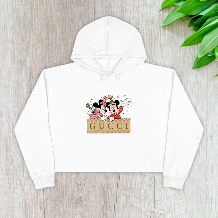 Gucci Mickey Mouse And Minnie Mouse Birthday Crop Pullover Hoodie For Lady CPH1404