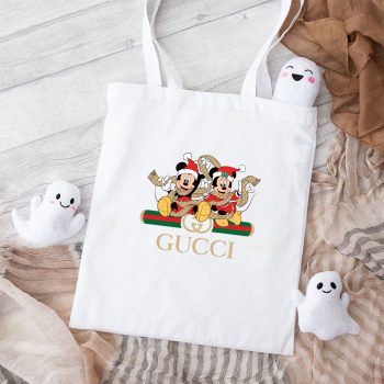 Gucci Mickey Mouse And Minnie Mouse Christmas Cotton Canvas Tote Bag TTB1399