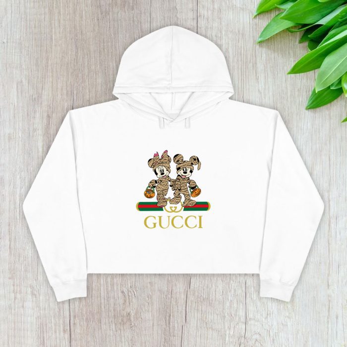 Gucci Mickey Mouse And Minnie Mouse Couple Halloween Crop Pullover Hoodie For Lady CPH1321