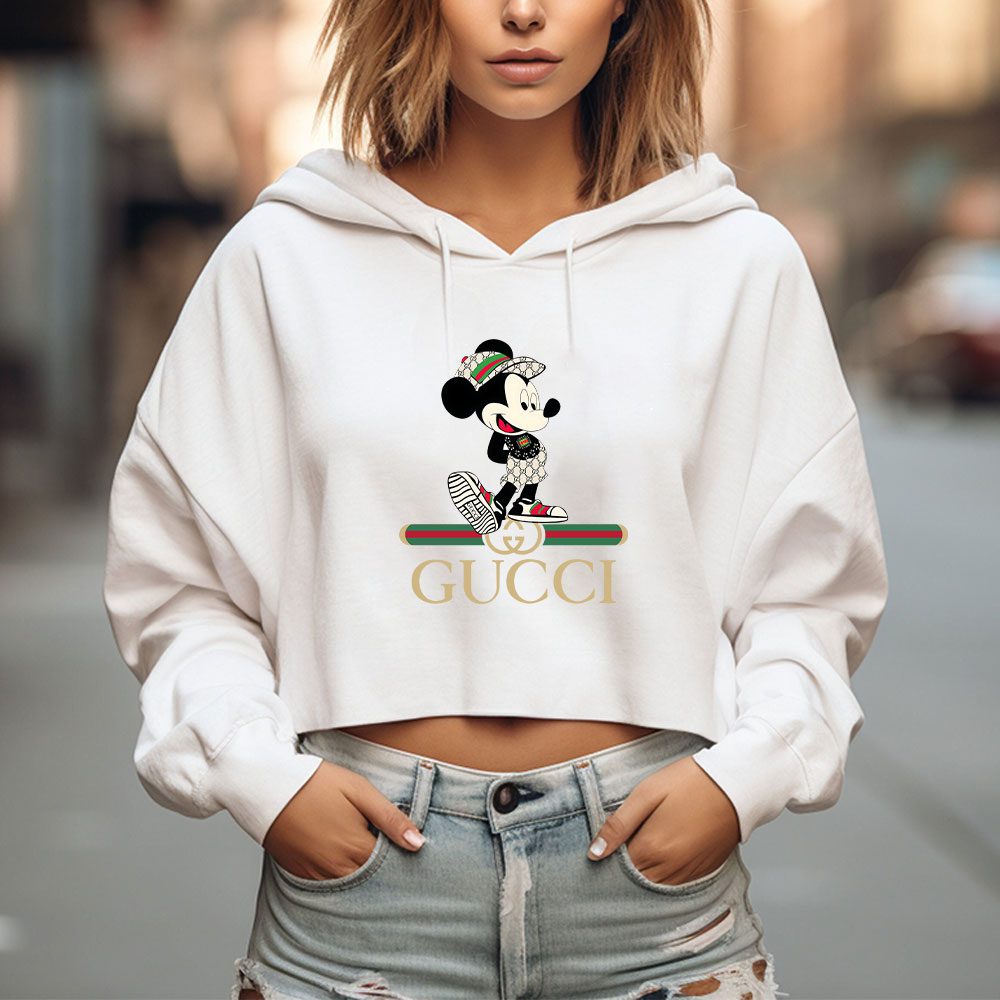 Gucci Mickey Mouse Crop Pullover Hoodie For Lady CPH1380 Cadadesigns