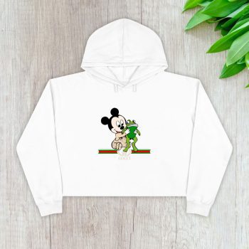Gucci Mickey Mouse Kid And Frog Crop Pullover Hoodie For Lady CPH1469