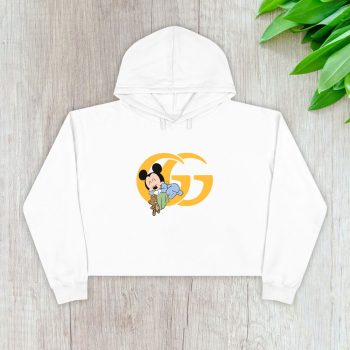 Gucci Mickey Mouse Kid Crop Pullover Hoodie For Lady CPH1341