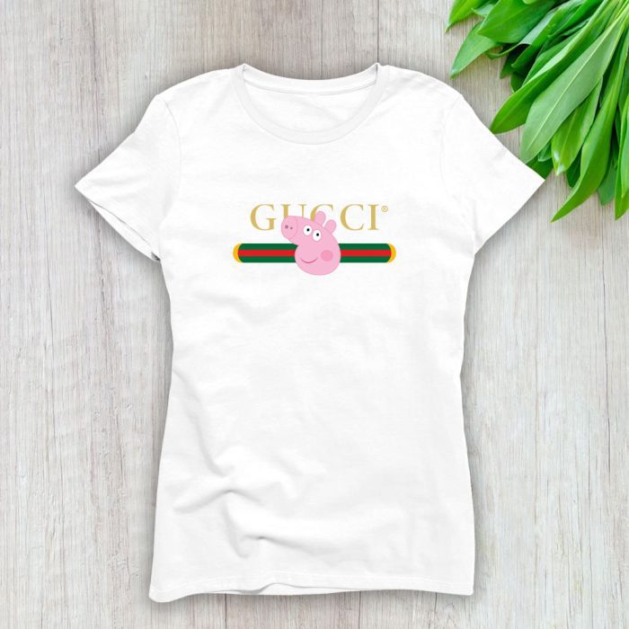 Gucci Peppa Pig Lady T-Shirt Luxury Tee For Women LDS1329