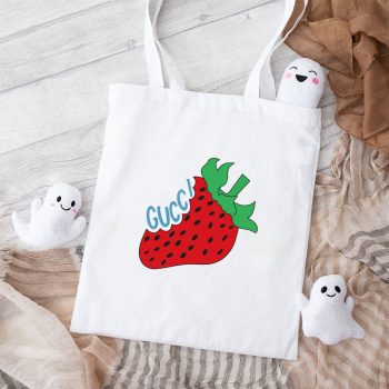 Gucci Strawberry Logo Cotton Canvas Tote Bag TTB1348