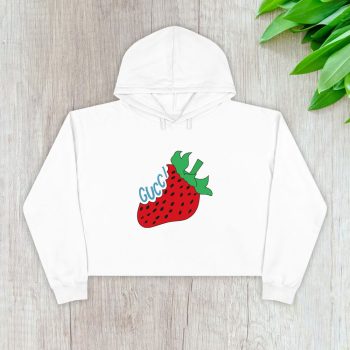 Gucci Strawberry Logo Crop Pullover Hoodie For Lady CPH1348