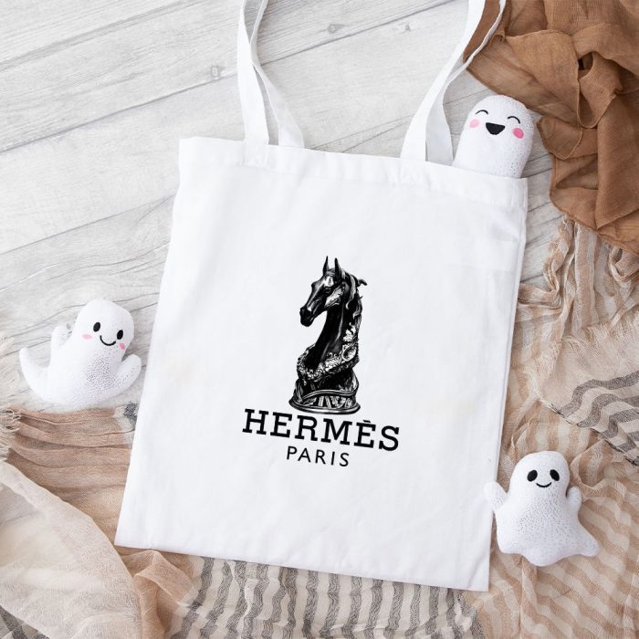Hermes Paris Seahorses Cotton Canvas Tote Bag TTB1516