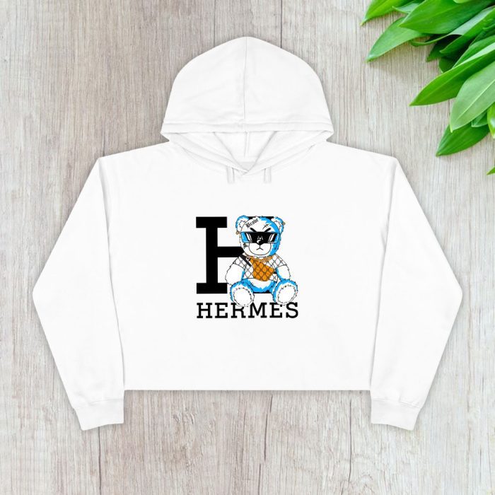 Hermes Teddy Bear Cool Crop Pullover Hoodie For Lady CPH1526