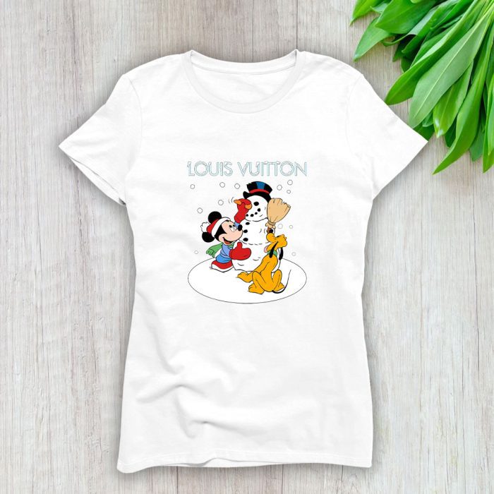 Louis Vuitton Chrismate Mickey Mouse Pluto Lady T-Shirt Luxury Tee For Women LDS1538