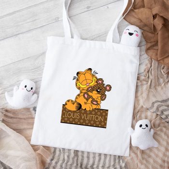Louis Vuitton Logo Luxury Canvas Pattern Garfield Teddy Bear Cotton Canvas Tote Bag TTB1657