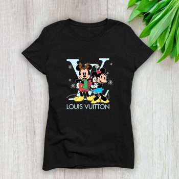 Louis Vuitton Logo Luxury Chrismate Mickey Mouse Minnie Mouse Lady T-Shirt Luxury Tee For Women LDS1734