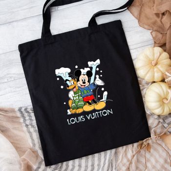 Louis Vuitton Logo Luxury Chrismate Mickey Mouse Pluto Cotton Canvas Tote Bag TTB1537