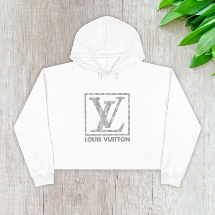 Louis Vuitton Logo Luxury Diamonds Crop Pullover Hoodie For Lady CPH1658