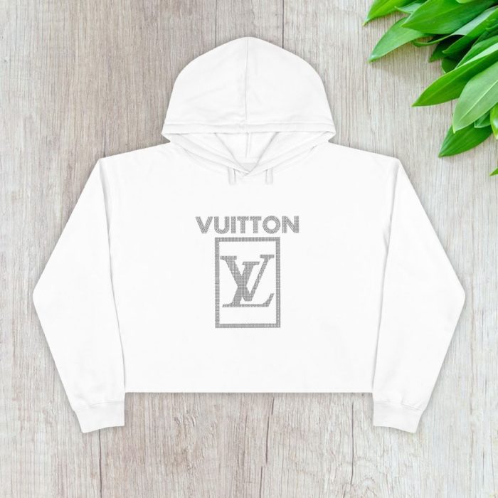 Louis Vuitton Logo Luxury Diamonds Crop Pullover Hoodie For Lady CPH1660
