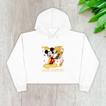 Louis Vuitton Logo Luxury Mickey Mouse Birth Day Crop Pullover Hoodie For Lady CPH1548