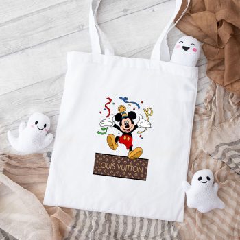 Louis Vuitton Logo Luxury Mickey Mouse Birthday Cotton Canvas Tote Bag TTB1555