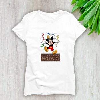 Louis Vuitton Logo Luxury Mickey Mouse Birthday Lady T-Shirt Luxury Tee For Women LDS1557