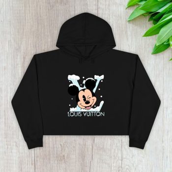 Louis Vuitton Logo Luxury Mickey Mouse Crop Pullover Hoodie For Lady CPH1550