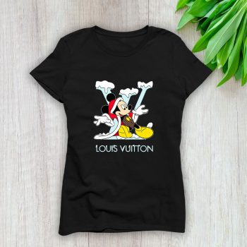 Louis Vuitton Logo Luxury Mickey Mouse Lady T-Shirt Luxury Tee For Women LDS1551