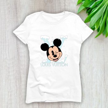 Louis Vuitton Logo Luxury Mickey Mouse Lady T-Shirt Luxury Tee For Women LDS1552