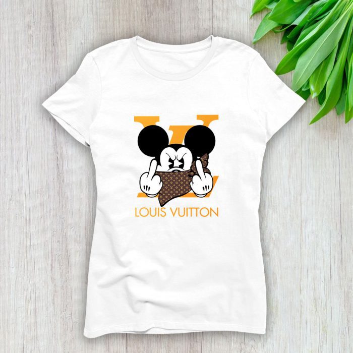Louis Vuitton Logo Luxury Mickey Mouse Lady T-Shirt Luxury Tee For Women LDS1643