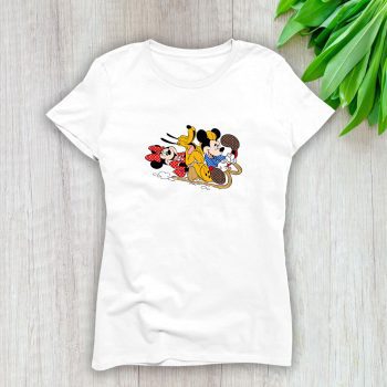Louis Vuitton Logo Luxury Mickey Mouse Minie Mouse Pluto Lady T-Shirt Luxury Tee For Women LDS1565