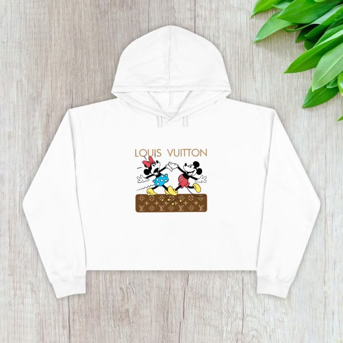 Louis Vuitton Logo Luxury Mickey Mouse Minnie Mouse Dance Crop Pullover Hoodie For Lady CPH1551