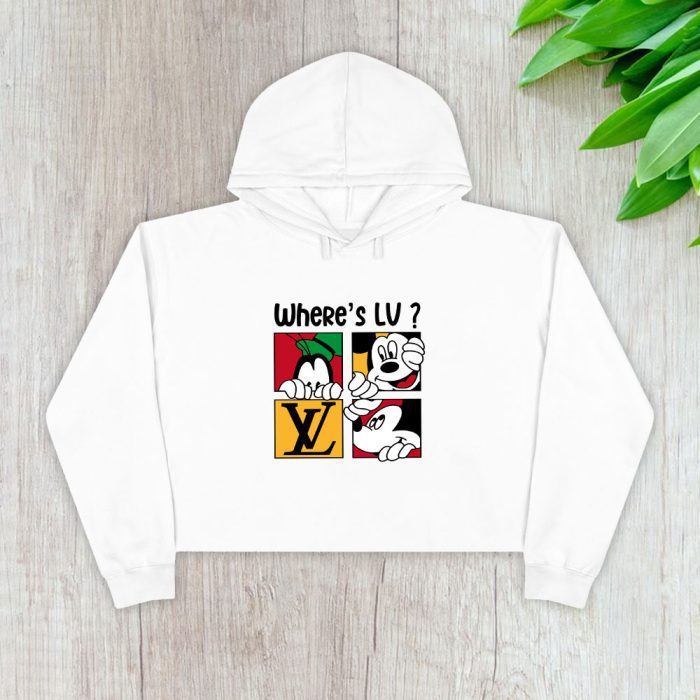 Louis Vuitton Logo Luxury Mickey Mouse Pluto Crop Pullover Hoodie For Lady CPH1602