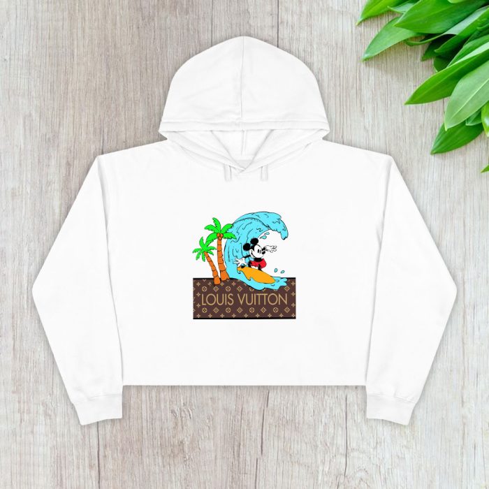 Louis Vuitton Logo Luxury Mickey Mouse Surf Crop Pullover Hoodie For Lady CPH1553