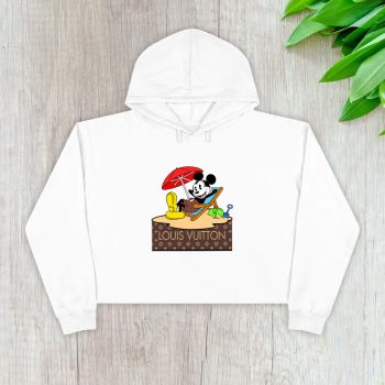 Louis Vuitton Logo Luxury Mickey Mouse Surf Crop Pullover Hoodie For Lady CPH1554