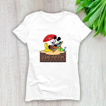 Louis Vuitton Logo Luxury Mickey Mouse Surf Lady T-Shirt Luxury Tee For Women LDS1556