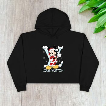 Louis Vuitton Logo Luxury Monogram Canvas Pattern Chrismate Mickey Mouse Crop Pullover Hoodie For Lady CPH1738