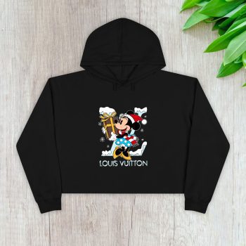 Louis Vuitton Logo Luxury Monogram Canvas Pattern Chrismate Minnie Mouse Crop Pullover Hoodie For Lady CPH1740