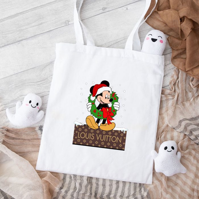 Louis Vuitton Logo Luxury Monogram Canvas Pattern Mickey Mouse Cotton Canvas Tote Bag TTB1543