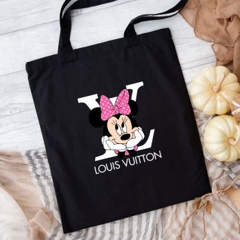 Louis Vuitton Logo Luxury Pink And White Monogram Canvas Pattern Minnie Mouse Cotton Canvas Tote Bag TTB1623