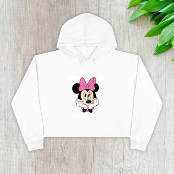 Louis Vuitton Logo Luxury Pink And White Monogram Canvas Pattern Minnie Mouse Crop Pullover Hoodie For Lady CPH1623