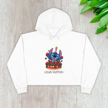 Louis Vuitton Logo Luxury Stitch Happy Birthday Crop Pullover Hoodie For Lady CPH1617