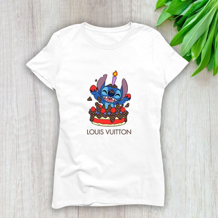 Louis Vuitton Logo Luxury Stitch Happy Birthday Lady T-Shirt Luxury Tee For Women LDS1619