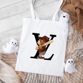 Louis Vuitton Logo Luxury Teddy Bear Baseball Cotton Canvas Tote Bag TTB1595