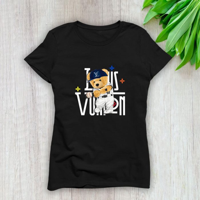 Louis Vuitton Logo Luxury Teddy Bear Baseball Lady T-Shirt Luxury Tee For Women LDS1595