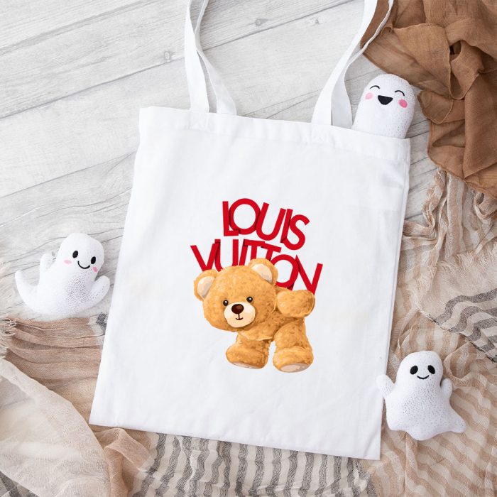 Louis Vuitton Logo Luxury Teddy Bear Cotton Canvas Tote Bag TTB1598